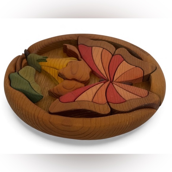 Vintage 80s Barbara Sorenson Wood Art Sculpture Plaque Large Butterfly 10.5x10.5 - Picture 4 of 8